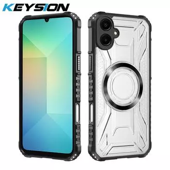 KEYSION Прозрачный магнитный чехол для Samsung A06 A05 Силикон+ПК Сверхпрочный Противоударный Чехол-накладка для телефона для Galaxy A05 A06 for Samsung A06 чёрный