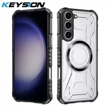 KEYSION Прозрачный магнитный чехол для Samsung S22 S23 Ultra 5G S23+ Ударопрочная задняя крышка для телефона для Galaxy S23 S21 S20 FE 5G for Galaxy S23 чёрный