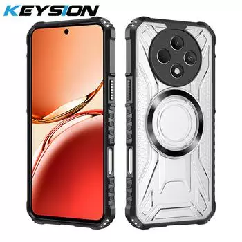 KEYSION Прозрачный магнитный чехол для TECNO Spark 30C 4G Силикон+ПК Сверхпрочный противоударный чехол для телефона для Tecno Spark 30 Pro 4G for Spark 30C чёрный