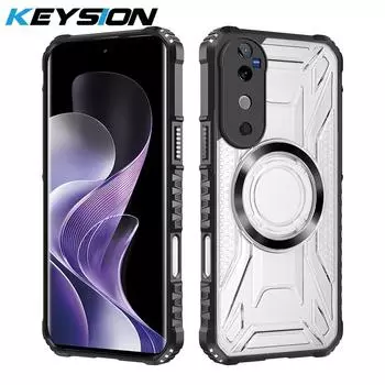 KEYSION Прозрачный магнитный чехол для VIVO V40 Pro 5G Мягкий силикон+ПК Сверхпрочный противоударный чехол для телефона для VIVO V40 5G for VIVO V40 чёрный