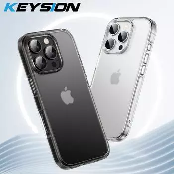 KEYSION Прозрачный матовый чехол для iPhone 16 Pro Max Прозрачный мягкий силиконовый + противоударный чехол для задней панели телефона из поликарбоната для iPhone 16 15 Pro Max for iPhone 15 Pro коричневый