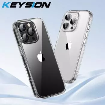 KEYSION Прозрачный противоударный чехол для iPhone 16 Pro Max 2024 HD прозрачный мягкий силикон+задняя крышка для телефона из ПК для iPhone 15 Pro Max for iPhone 15 Pro коричневый