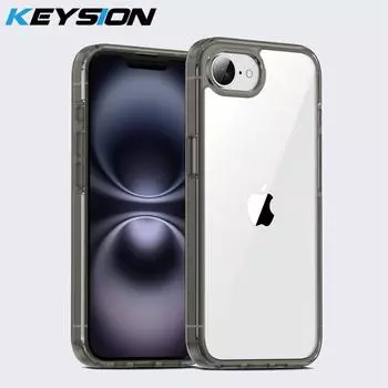 KEYSION Прозрачный противоударный чехол для iPhone 16e HD Clear Soft TPU Silicone+PC Защитная задняя крышка для телефона iPhone 16e 2025 for iPhone 16e коричневый