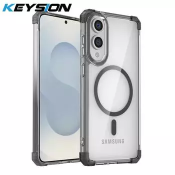 KEYSION Прозрачный противоударный чехол для Samsung Galaxy S25 Edge 5G с магнитной беспроводной зарядкой, прозрачная задняя крышка для телефона for Galaxy S25 Edge чёрный