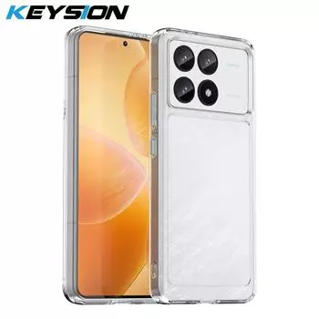 KEYSION Прозрачный противоударный чехол для Xiaomi POCO F6 Pro Мягкий силиконовый прозрачный чехол для телефона из ТПУ для Xiaomi POCO F6 Pro for POCO F6 Pro серый