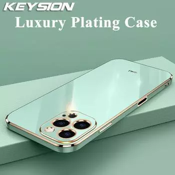 KEYSION Роскошный чехол с покрытием для iPhone 16 Pro Max, мягкий силиконовый квадратный чехол TPU, противоударный чехол для iPhone 16 16 Plus for iPhone 16 розовый
