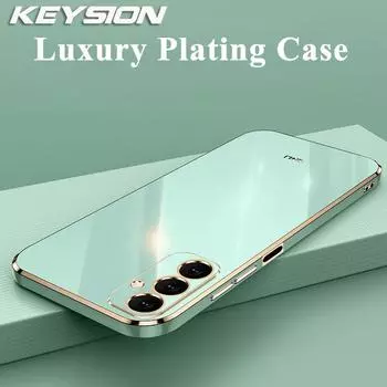 KEYSION Роскошный чехол с покрытием для Samsung M35 5G Мягкий силиконовый квадратный чехол для телефона TPU с защитой от ударов для Samsung Galaxy S24 FE 5G for Galaxy S24 FE белый