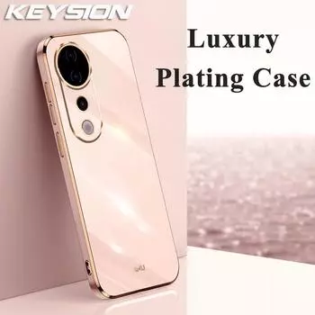 KEYSION Роскошный чехол с покрытием для VIVO V40 5G V40 Pro 5G Мягкий силиконовый квадратный чехол для телефона с защитой от ударов для VIVO V40 Pro 5G for VIVO V40 белый