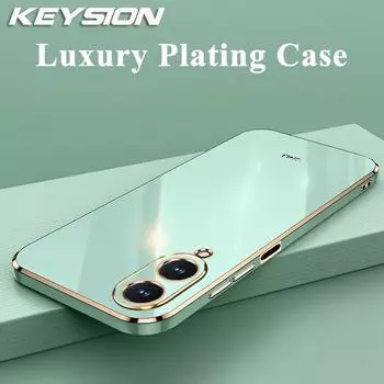 KEYSION Роскошный чехол с покрытием для VIVO Y17S Y16 Y15S Y15A Y02A T Y01, силиконовый квадратный противоударный чехол из ТПУ для VIVO Y100 5G for VIVO Y100 5G белый