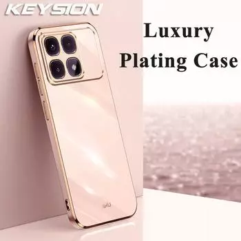 KEYSION Роскошный чехол с покрытием для Xiaomi 14T Pro 5G 14T Мягкий силиконовый квадратный чехол для телефона с защитой от ударов для Redmi K70 Ultra for Redmi K70 Ultra белый