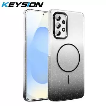 KEYSION Роскошный градиентный блестящий магнитный чехол для телефона для Samsung Galaxy A53 5G A33 A23 A13 A52 S A32 4G Жесткий ПК Противоударный чехол for Samsung A53 5G чёрный