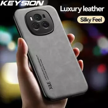 KEYSION Роскошный кожаный чехол в стиле ретро для HONOR Magic 6 Pro 5G, мягкий силиконовый противоударный чехол для телефона Huawei Magic 6 Lite 5G for Magic 6 Lite синий