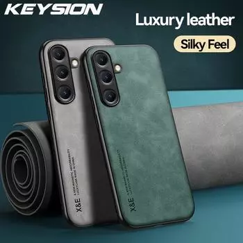 KEYSION Роскошный ретро чехол из искусственной кожи для Samsung A16 5G Мягкий силиконовый + противоударный чехол для задней панели телефона из поликарбоната для Galaxy A16 5G for Samsung A16 синий