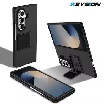 KEYSION Роскошный вертикальный чехол-подставка для Samsung Galaxy Z Fold 7 5G Жесткий ПК Противоударная задняя крышка для телефона для Galaxy Z Fold 7 5G for Galaxy Z Fold 7 чёрный