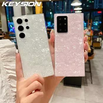 KEYSION Чехол с рисунком ракушки для Samsung S24 Ultra 5G S24 FE S23+ Plus, женский противоударный чехол для телефона Galaxy Note 20 Ultra for Galaxy S24 розовый