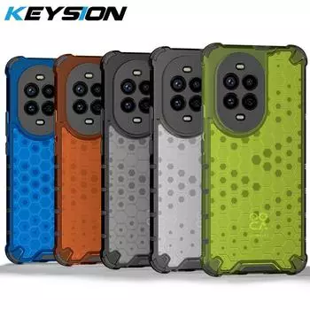KEYSION Противоударный бронированный чехол для Huawei nova 13 Pro Мягкий силикон+ПК Прозрачная сотовая задняя крышка для телефона Huawei nova 13 for Huawei nova 13 синий