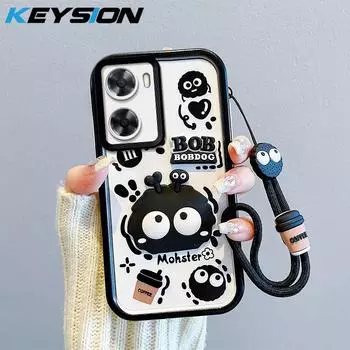 KEYSION Противоударный чехол для OPPO A57 4G A57 S A77 5G с ремешком, силиконовый милый 3D-чехол для телефона с мультяшной куклой для Realme Narzo 50 5G for OPPO A57 4G