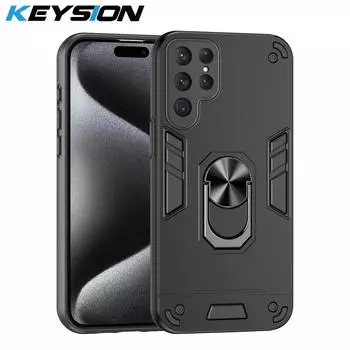 KEYSION Противоударный чехол для Samsung S25 Ultra 5G S25+ Plus, защитное кольцо для камеры, подставка, чехол для телефона Galaxy S24 Ultra S23 FE for Galaxy S23 FE синий