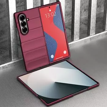 KEYSION Shockproof Case for Samsung Z Fold 7 5G Anti-skid Hard Plastic Phone Back Cover for Galaxy Z Fold 7 5G for Galaxy Z Fold 7 вино красного
