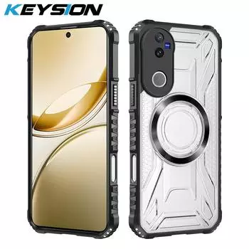 KEYSION Transparent Magnetic Case for VIVO V50 5G Soft Silicone+PC Heavy Duty Shockproof Phone Back Cover for for VIVO V50 5G for VIVO V50 чёрный