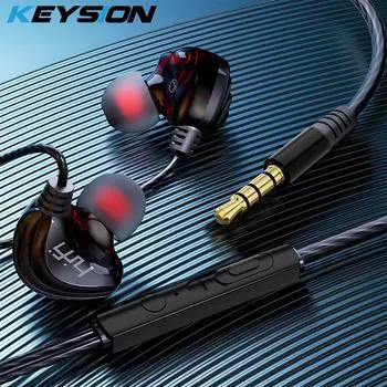 KEYSION Универсальные 3,5-миллиметровые проводные наушники-вкладыши, игровая гарнитура HiFi Bass Stereo Sport Music Headset для телефона, компьютера, микрофона, гарнитура серебряный
