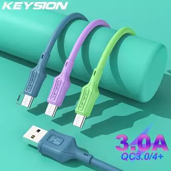 KEYSION USB-кабель 8 мм 3A Кабель для быстрой зарядки Type-C для Samsung S23 S22 Жидкостное силиконовое зарядное устройство для зарядки данных Телефонный кабель USB C для Xiaomi Redmi Huawei 1m зелёный
