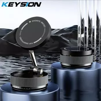 KEYSION Вращающийся на 360° телескопический вакуумный магнитный автомобильный держатель на присоске для спортзала, кухни, портативный настольный универсальный держатель для мобильного телефона чёрный