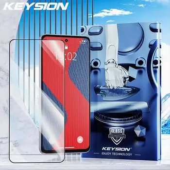 KEYSION Закаленное стекло Полное покрытие для Realme C67 C65 C63 C61 C55 C53 C51 Full Glue HD защитная пленка для экрана Realme Note 50 for Realme C63 чёрный