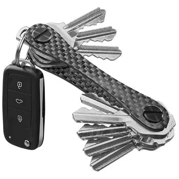 KeySmart Брелок для ключей Брелок для ключей Компактный органайзер для ключей Брелок для ключей Минималистичный карманный EDC Углеродное волокно 14 ключей - Чехол, брелок, 3K. ,