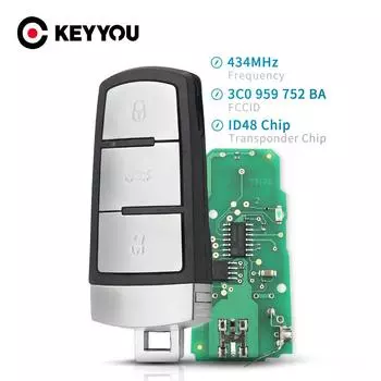 KEYYOU 433 МГц 3 кнопки раскладной умный автомобильный дистанционный брелок с чипом ID48 3C0959752BA для VW VolksWagen Passat B6 3C B7 Magotan