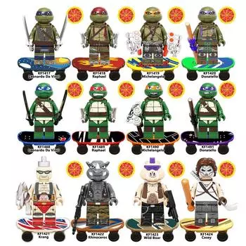 Kf6125 Ninja Series Building Block Minifigures Small Particles Spliced Turtle Toy Bag The height of the figurine is about 5 cm.