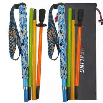 KHEALING Трекинговая палка из углеродного волокна складная выпущена в 2024 году Легкая карбоновая палка для скалолазания из 5 секций, набор из 2 см походных палок Компактная экскурсионная палка для скалолазания