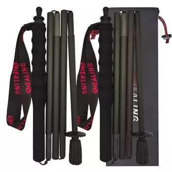 KHEALING Трекинговая палка из углеродного волокна складная выпущена в 2024 году Легкая карбоновая палка для скалолазания из 5 секций, набор из 2 см походных палок Компактная экскурсионная палка для скалолазания чёрный