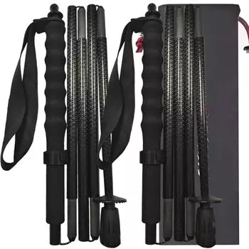 KHEALING Trekking Carbon складной легкий карбоновый альпинистский комплект из 5 палок для походов, скалолазания, ходьбы, хранения влаги, унисекс, [Ultra 110G] палка, чёрный