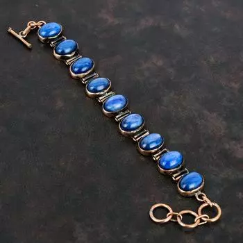 Кианитовый браслет Медный браслет Регулируемый браслет-цепочка Ювелирные изделия из натуральных драгоценных камней Браслет ручной работы Уникальные медные ювелирные изделия Подарки для женщин