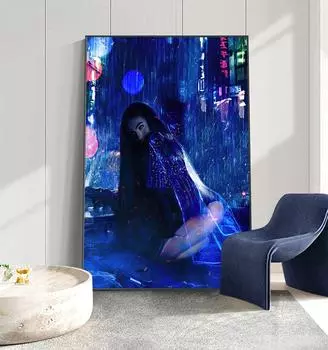 Киберпанк стиль плакат будущее робот автомобиль уличная фигура холст живопись для гостиной настенные картины Декор фотографии домашний декор 21cm30cm NoFrame