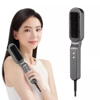 Kiboer Heat Brush, Straight Brush, Negative Ions, Anti-Static, Straight, Rotating Cord, 5 Levels of Temperature Adjustment, Prevents Burns, Brush Iron