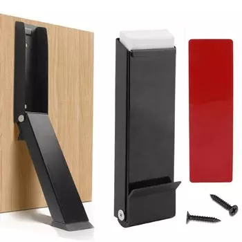 Kick Down Door Stoppers Self Adhesive Pedal Door Stop Doorstop Holder No Drilling Stainless Steel Anti-Slip серебряный