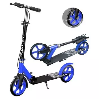 Kickboard Kick Scooter Складной для 4-уровневой регулировки высоты тормоза 8-дюймовая шина Стоящий мотоцикл Дети/Взрослые Ноги/Руки синий