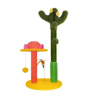 Kickred Cat Claw Sharpening Nail Natural Sisal Hemp Height Cactus Shape Claw Sharpening Claw Sharpening Claw Sharpening Pole with Pom Pom Cat