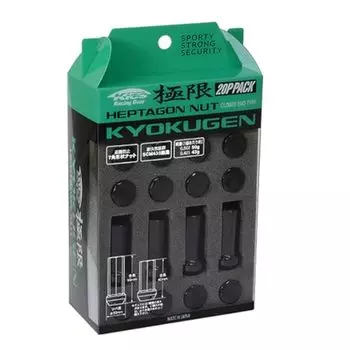 Kics WHPF3BL42 Kyokugen Heptagon черный 42 мм Длина (Размер резьбы 12 мм x 1,25) Луг-гайка, (Набор из 20)