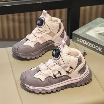 Kid Fashion Sneakers Girls Autumn New Collection Children s Versatile High Top Sports Shoes Outdoor Student Casual Walking Shoes 30 чёрный