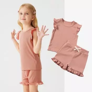 Kid Patriotic Outfit - Short Sleeve & Shorts 2-Piece Set For Girl 80