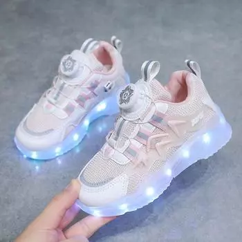 Kid s shoes girls shoes 2025 new summer children s sports shoes boys rotating button breathable net 25 розовый