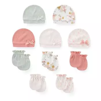 KIDDIEZOOM 0-6 месяцев мальчики девочки шапки перчатки комплект 100% хлопок мягкие шапки варежки детские аксессуары 0-6M