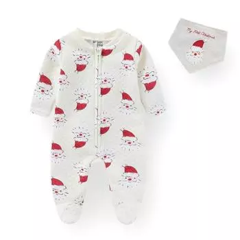 Kiddiezoom 2 шт. Рождественский комплект для маленьких мальчиков и девочек, комбинезон с длинными рукавами и принтом Санта-Клауса, милые комбинезоны для новорожденных 6-9Months
