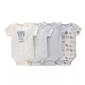 Kiddiezoom 4 шт., для мальчиков и девочек, 100% хлопок, повседневные боди с короткими рукавами и милым мультяшным принтом 6M