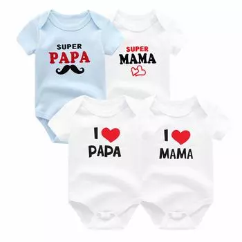 Kiddiezoom, 4 шт., летняя одежда для новорожденных, милые комбинезоны для малышей «Я люблю маму и папу», хлопковые боди с короткими рукавами для мальчиков и девочек, наряды 0-3Months