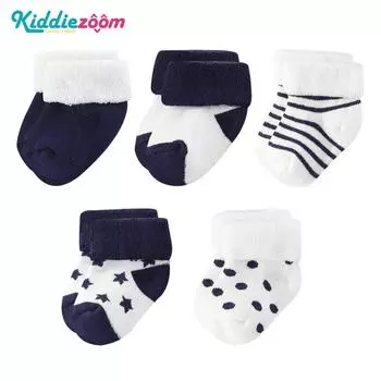 Kiddiezoom 5 Pairs/Set Four Seasons 0-12Months Fashion Newborn Baby Boy Girl Socks 100%Cotton Soft Infant Accessories 0-4Months