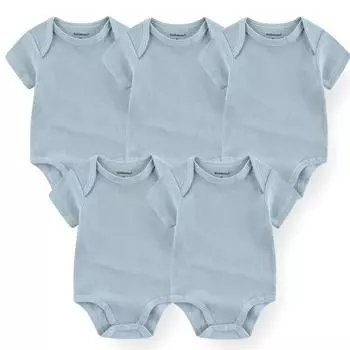 Kiddiezoom, 5 шт., боди для новорожденных, однотонный комбинезон с короткими рукавами для маленьких мальчиков, хлопковая одежда для маленьких девочек, комбинезон для младенцев 0-12 месяцев, наряды 0-3Months